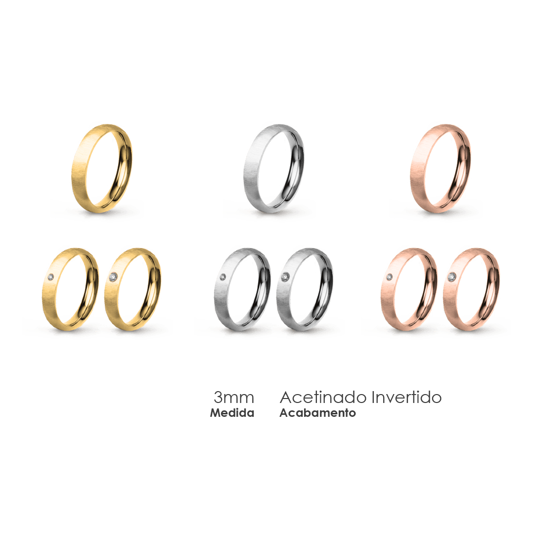 Aliança Wedding Essential Meia Cana Extra Amendoada