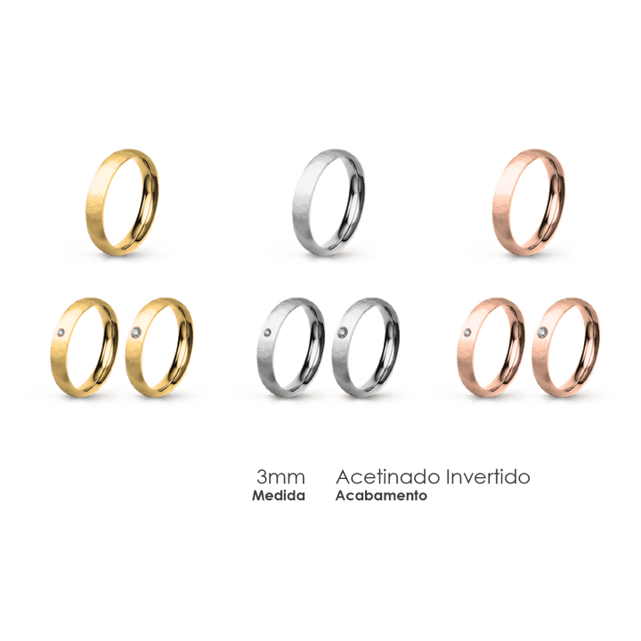 Aliança Wedding Essential Meia Cana Extra Amendoada