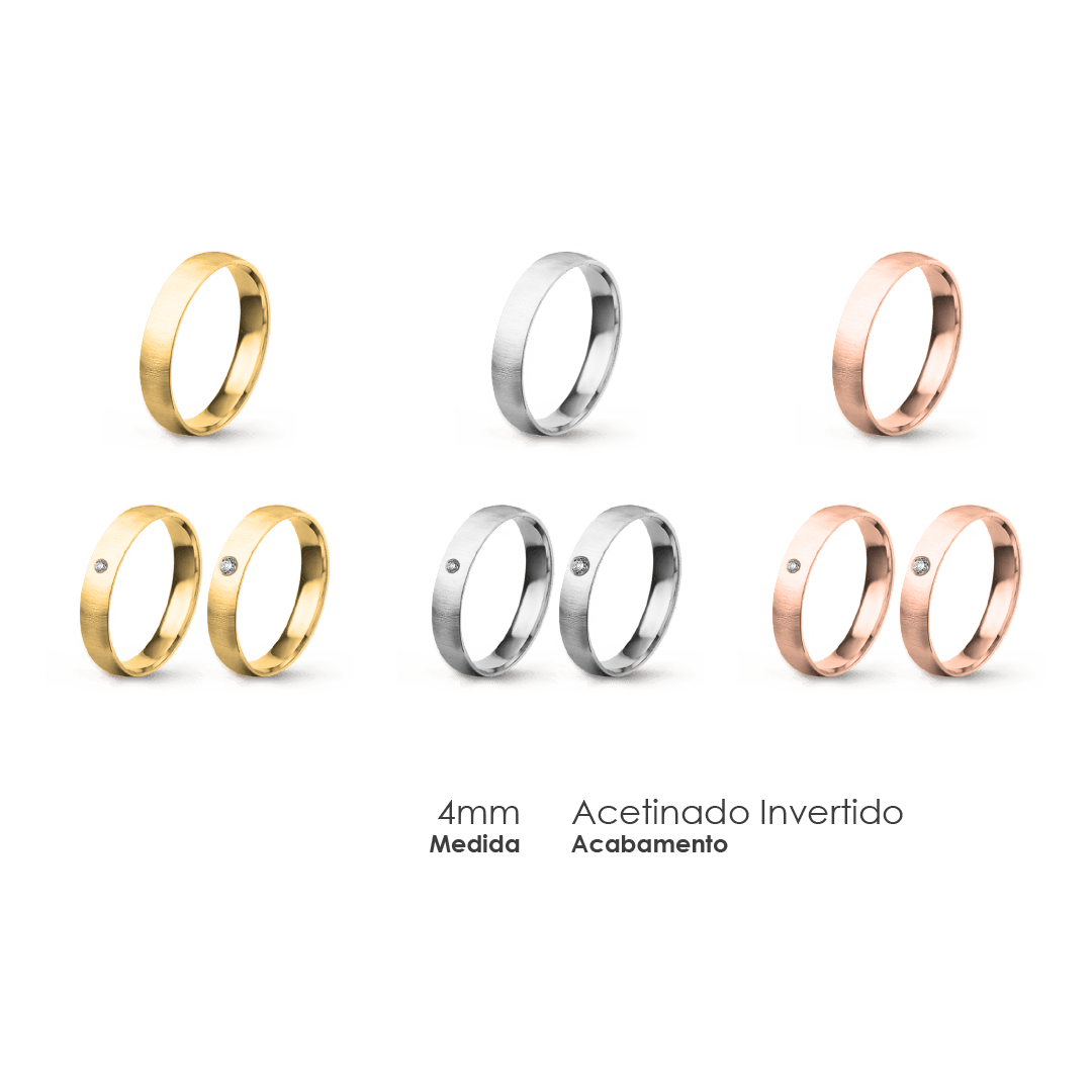 Aliança Wedding Essential Meia Cana Baixa Amendoada