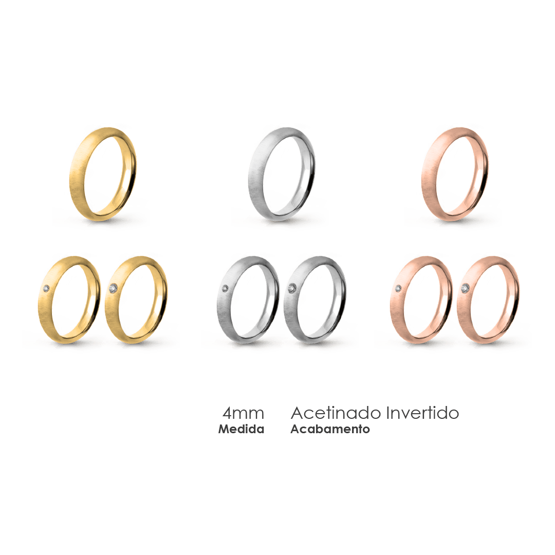 Aliança Wedding Essential Meia Cana Alta Amendoada