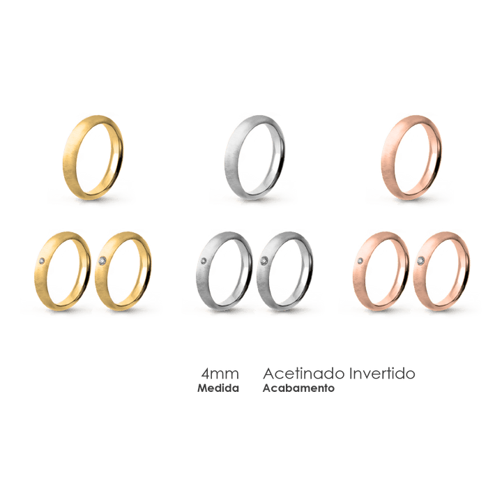 Aliança Wedding Essential Meia Cana Alta Amendoada