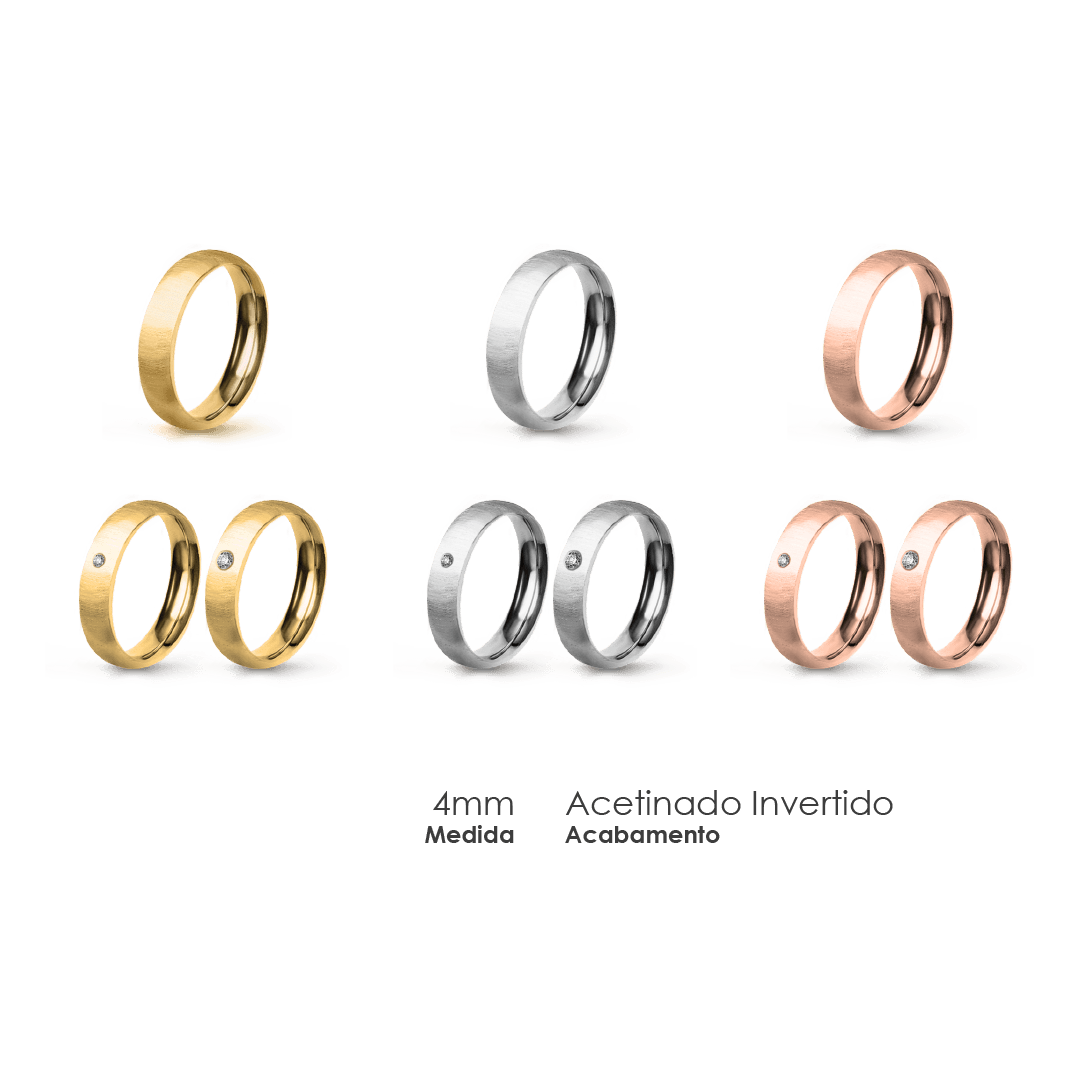Aliança Wedding Essential Meia Cana Extra Amendoada