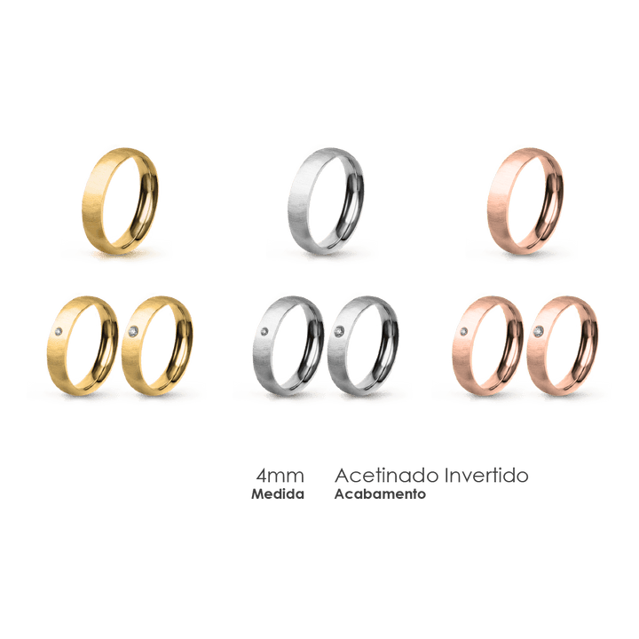 Aliança Wedding Essential Meia Cana Extra Amendoada