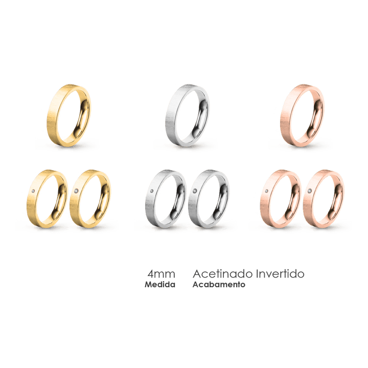 Aliança Wedding Essential Plana Amendoada