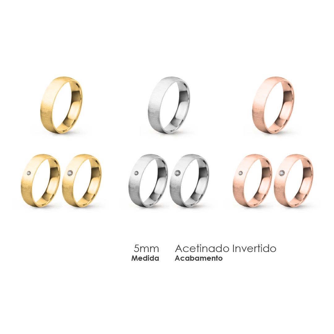 Aliança Wedding Essential Meia Cana Baixa Amendoada