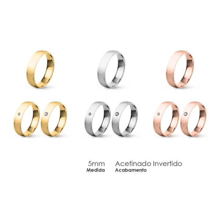 Aliança Wedding Essential Meia Cana Baixa Amendoada