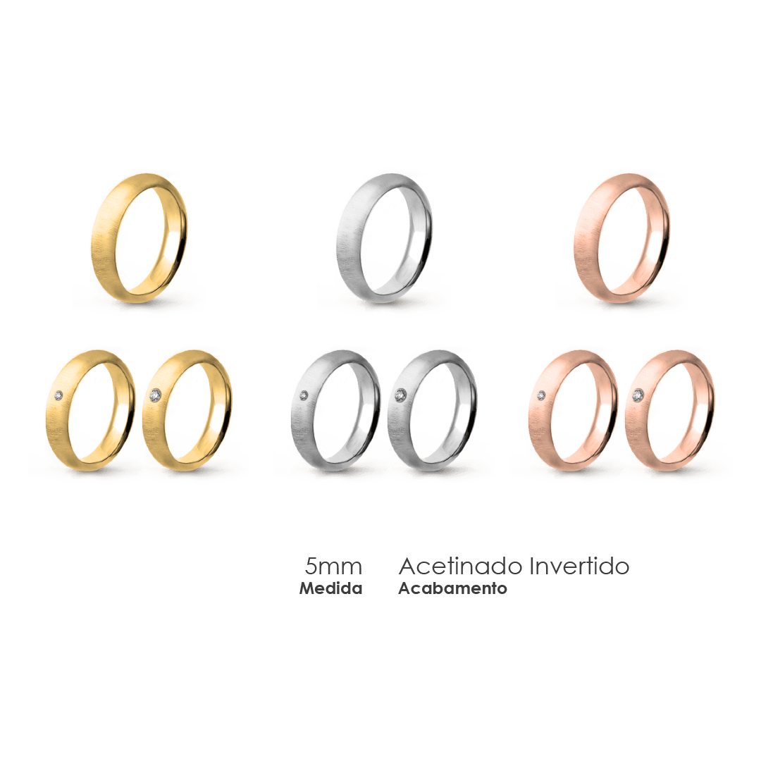 Aliança Wedding Essential Meia Cana Alta Amendoada