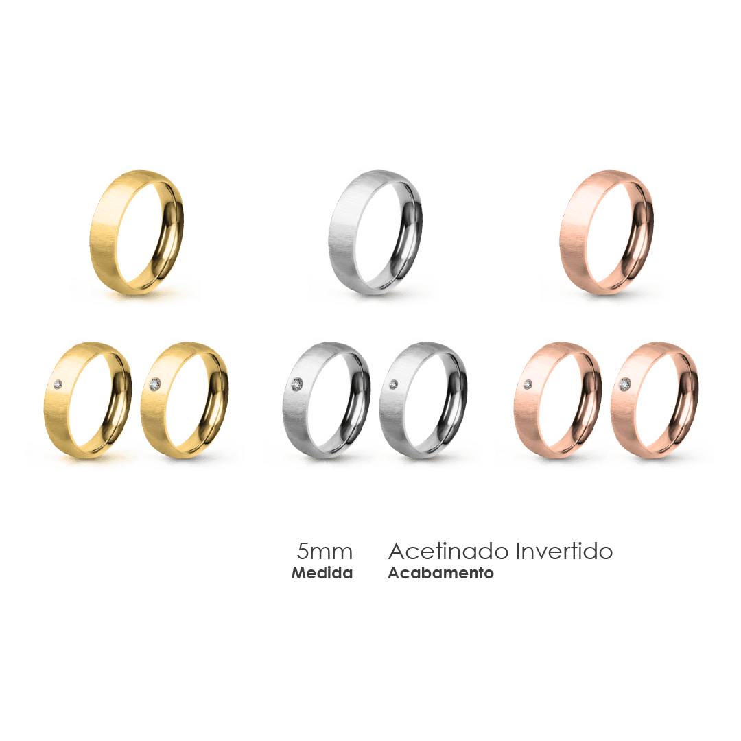 Aliança Wedding Essential Meia Cana Extra Amendoada