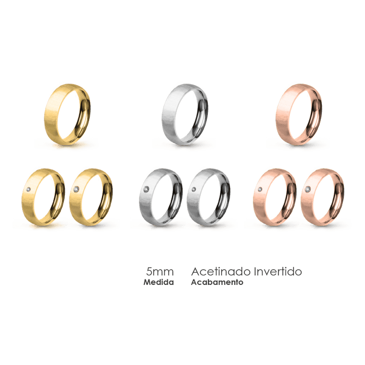 Aliança Wedding Essential Meia Cana Extra Amendoada