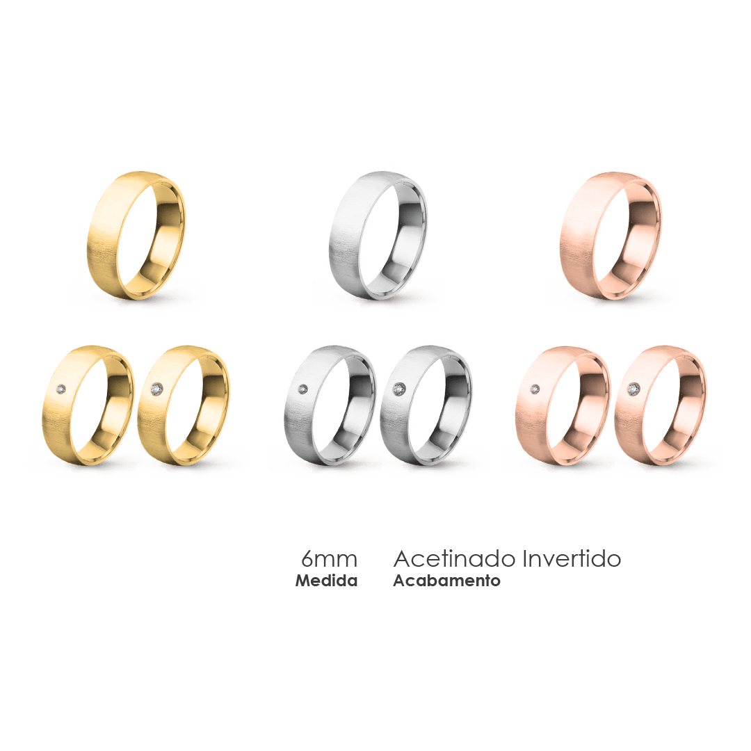 Aliança Wedding Essential Meia Cana Baixa Amendoada