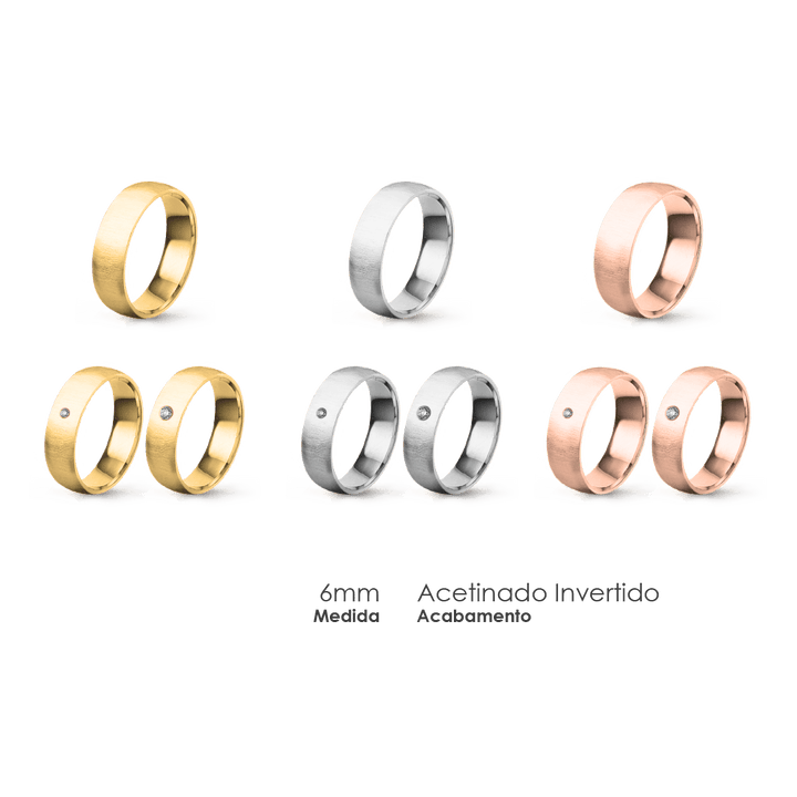 Aliança Wedding Essential Meia Cana Baixa Amendoada