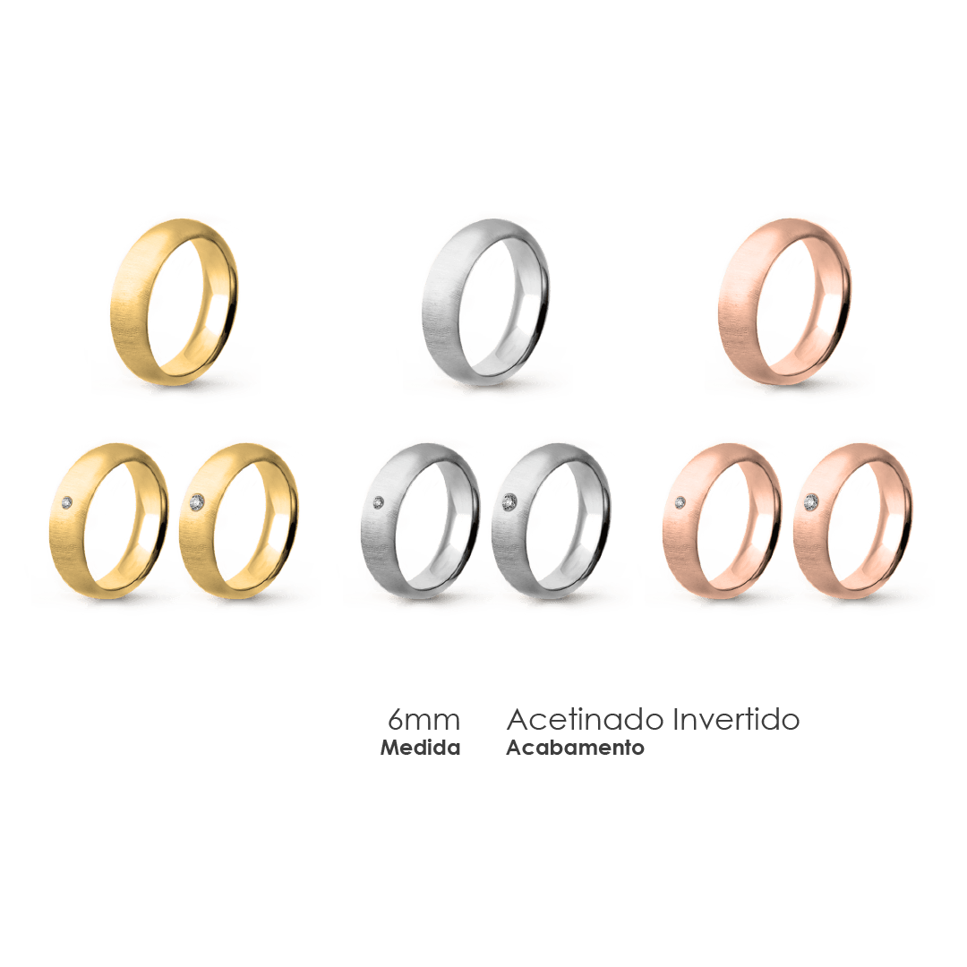 Aliança Wedding Essential Meia Cana Alta Amendoada