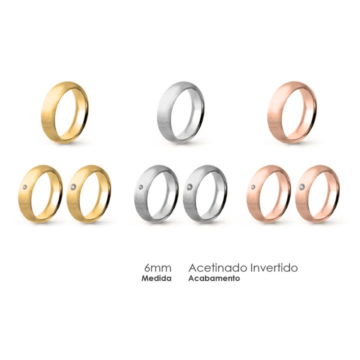 Aliança Wedding Essential Meia Cana Alta Amendoada