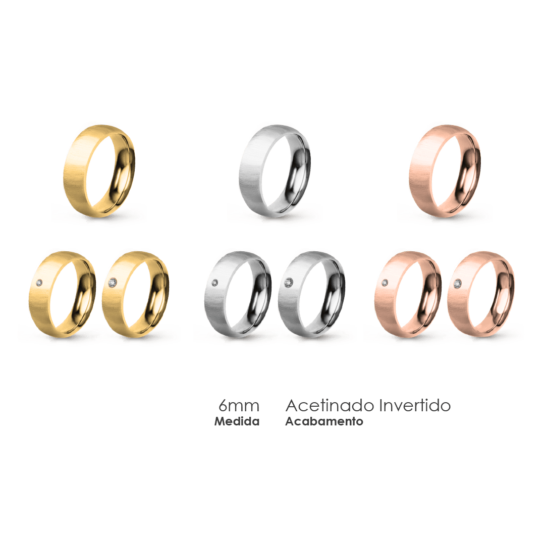 Aliança Wedding Essential Meia Cana Extra Amendoada