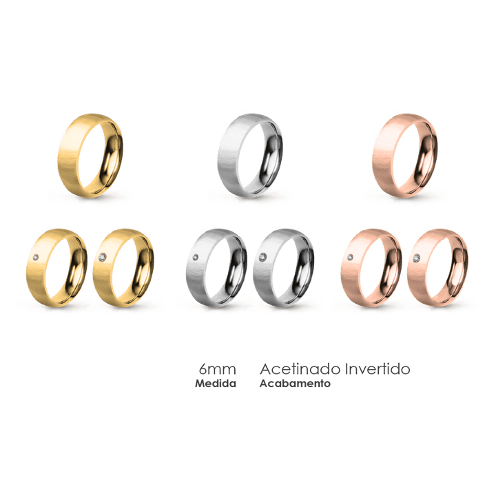 Aliança Wedding Essential Meia Cana Extra Amendoada