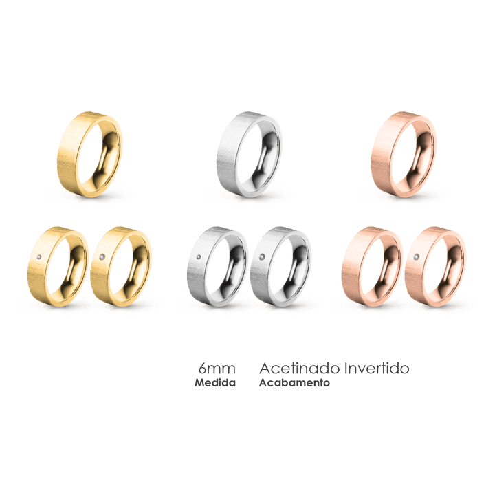 Aliança Wedding Essential Plana Amendoada