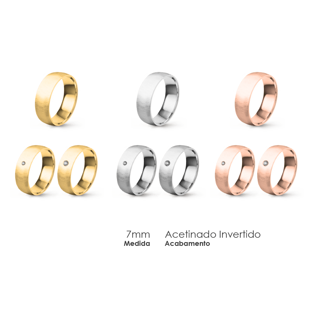 Aliança Wedding Essential Meia Cana Baixa Amendoada