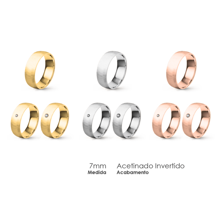 Aliança Wedding Essential Meia Cana Baixa Amendoada