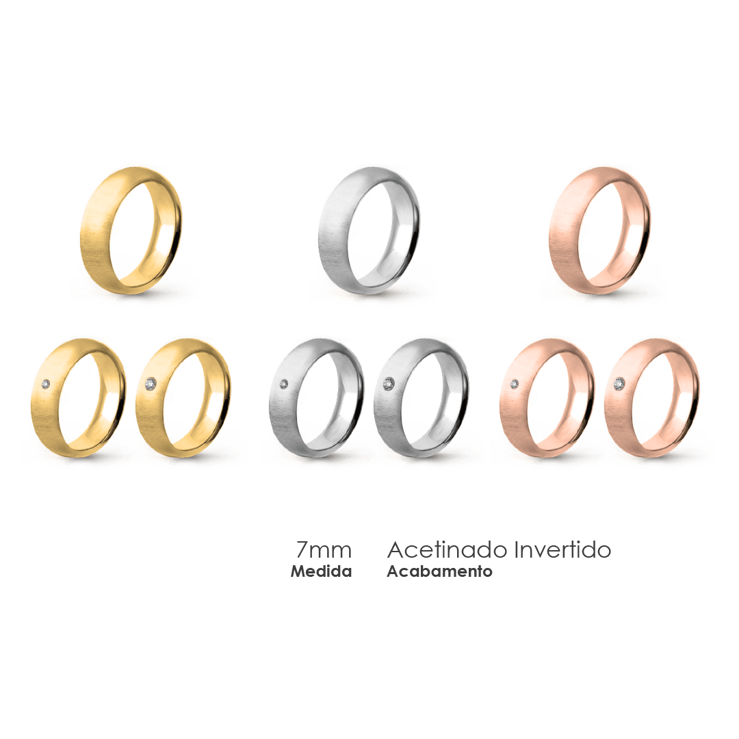 Aliança Wedding Essential Meia Cana Alta Amendoada