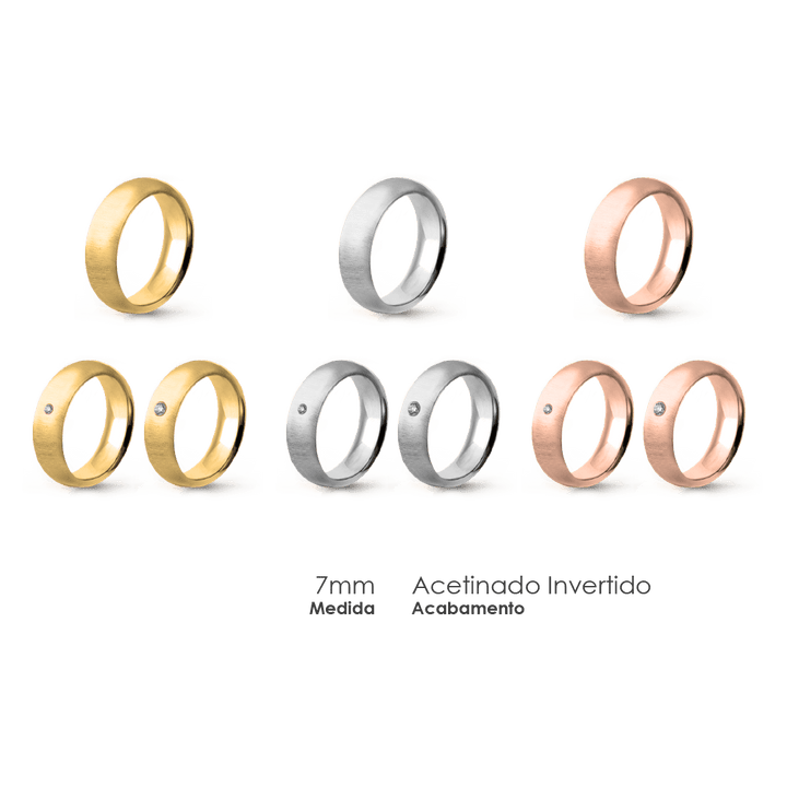 Aliança Wedding Essential Meia Cana Alta Amendoada