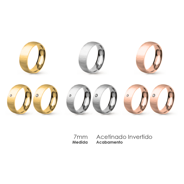 Aliança Wedding Essential Meia Cana Extra Amendoada