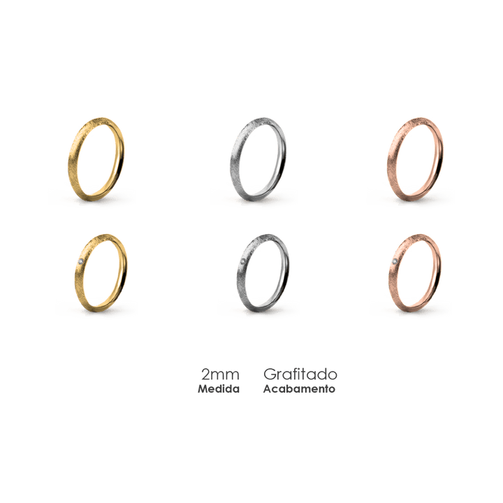 Aliança Wedding Essential Meia Cana Alta Amendoada