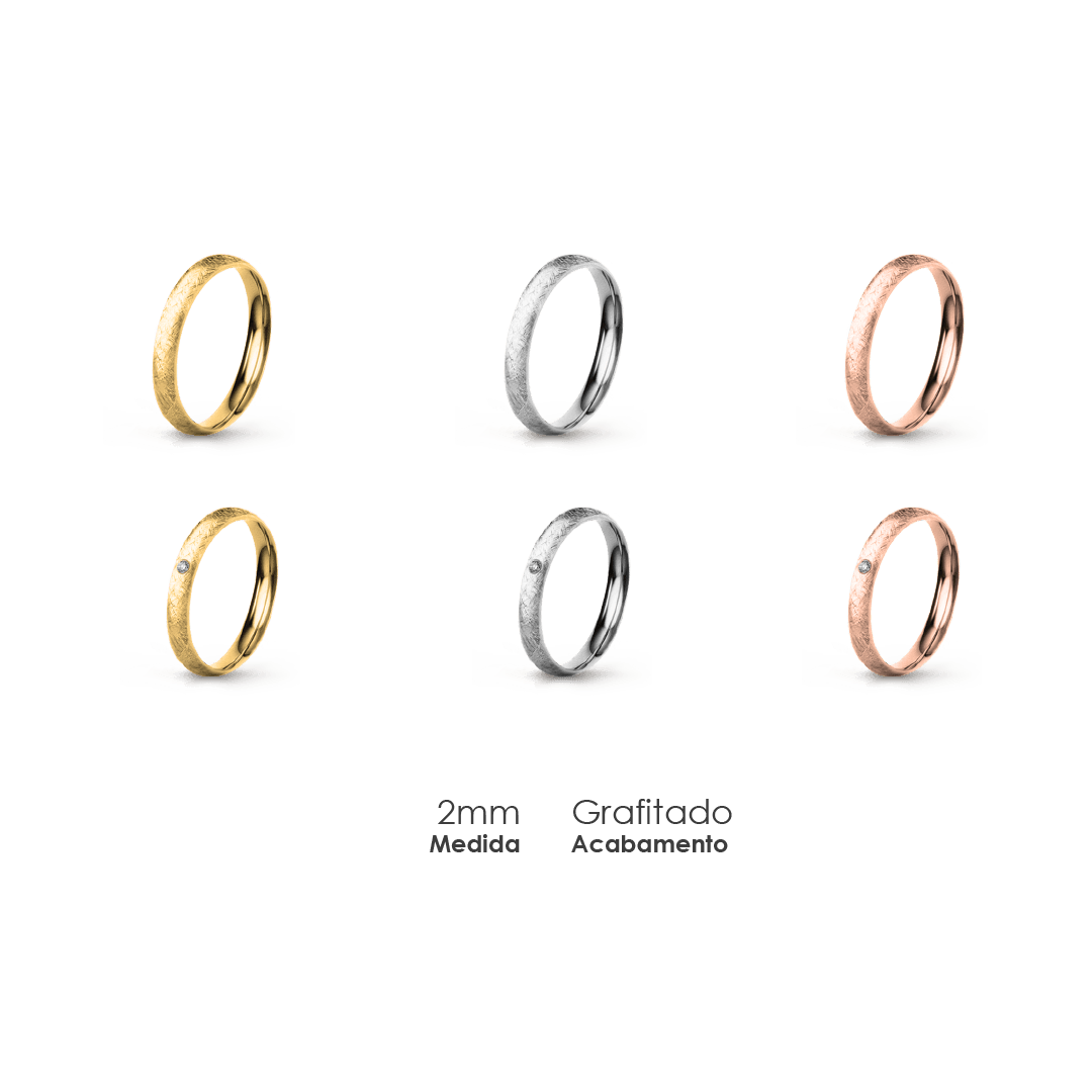 Aliança Wedding Essential Meia Cana Extra Amendoada