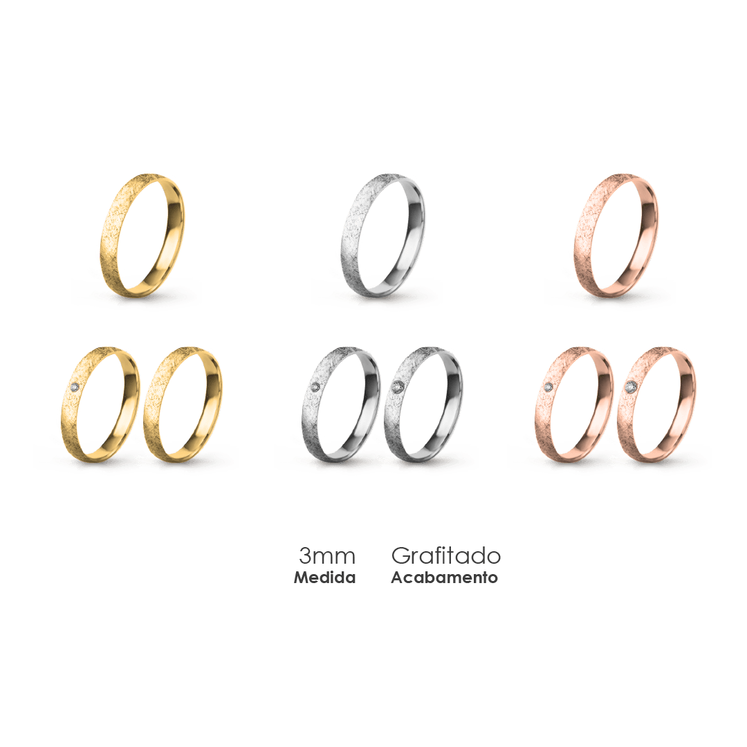 Aliança Wedding Essential Meia Cana Baixa Amendoada