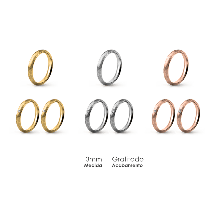 Aliança Wedding Essential Meia Cana Alta Amendoada