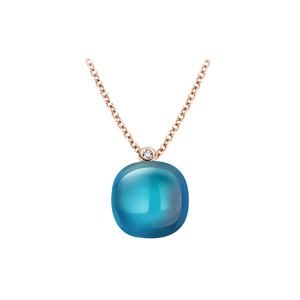 Pendente Mini Sweety RoseGold Diamond & London Blue Topaz