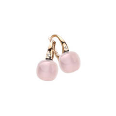 Brincos Mini Sweety RoseGold Diamond & Pink Quartz