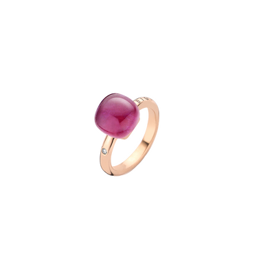 Anel Mini Sweety RoseGold Diamond & Amethyst with Ruby