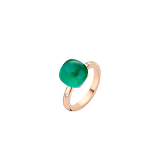 Anel Mini Sweety RoseGold Diamond & Rocky Crystal with Emerald