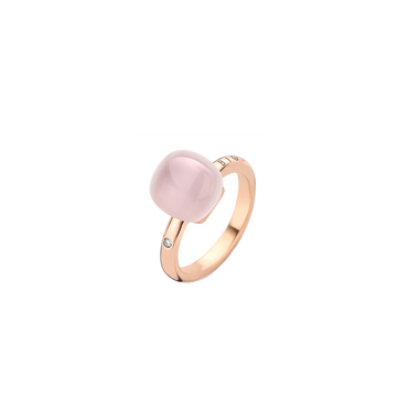 Anel Mini Sweety RoseGold Diamond & Pink Quartz