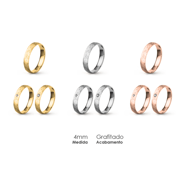 Aliança Wedding Essential Meia Cana Baixa Amendoada