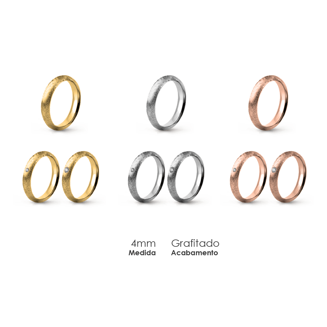 Aliança Wedding Essential Meia Cana Alta Amendoada