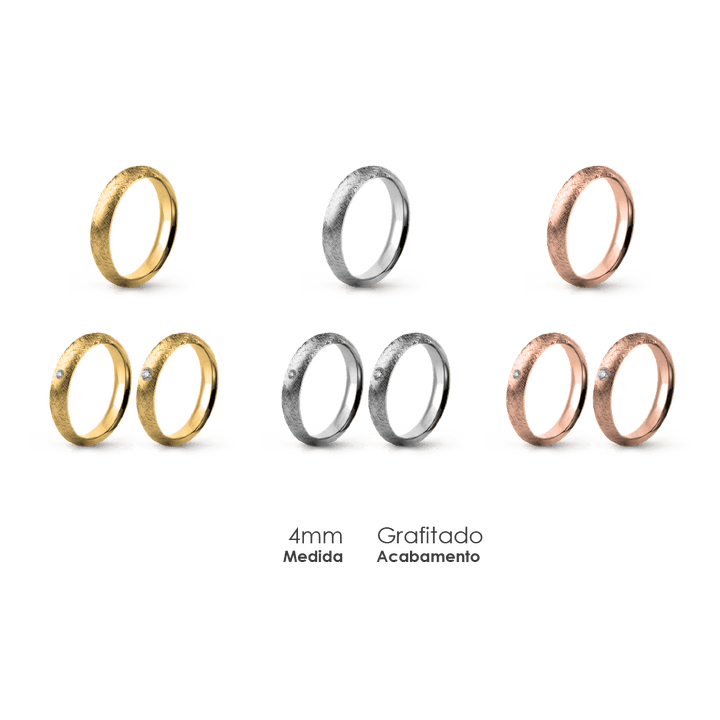 Aliança Wedding Essential Meia Cana Alta Amendoada