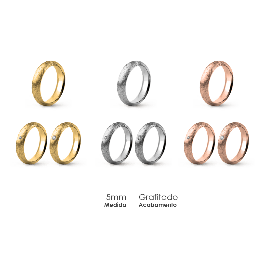 Aliança Wedding Essential Meia Cana Alta Amendoada