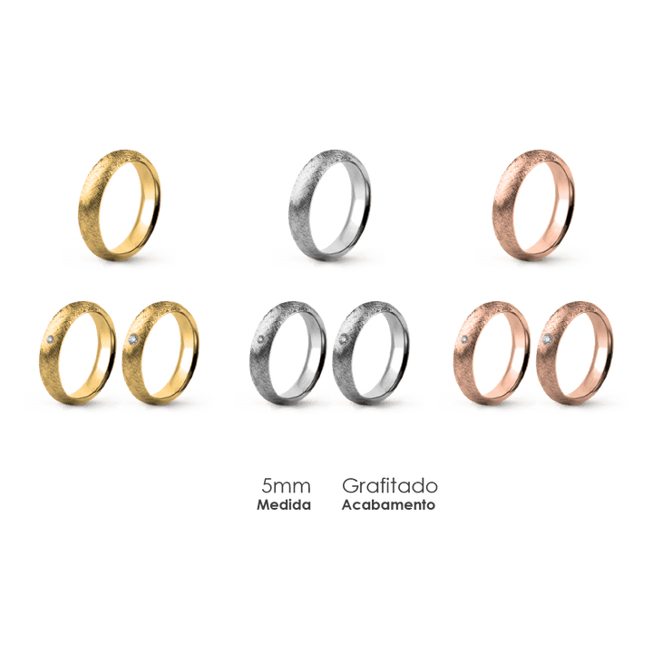 Aliança Wedding Essential Meia Cana Alta Amendoada