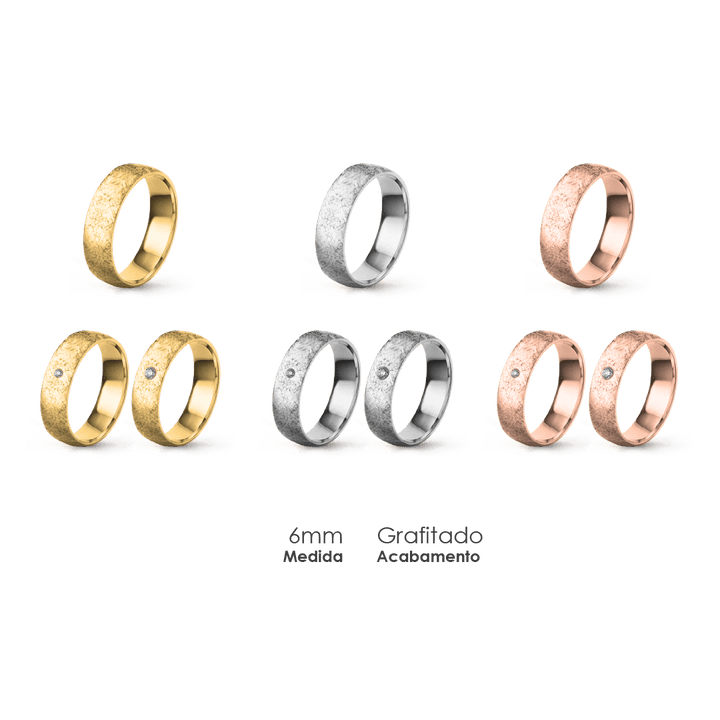 Aliança Wedding Essential Meia Cana Baixa Amendoada