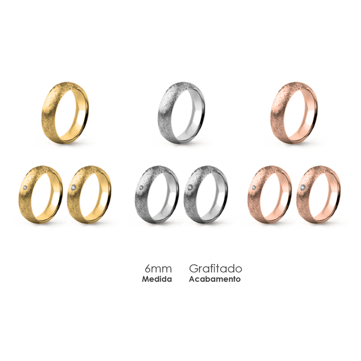 Aliança Wedding Essential Meia Cana Alta Amendoada