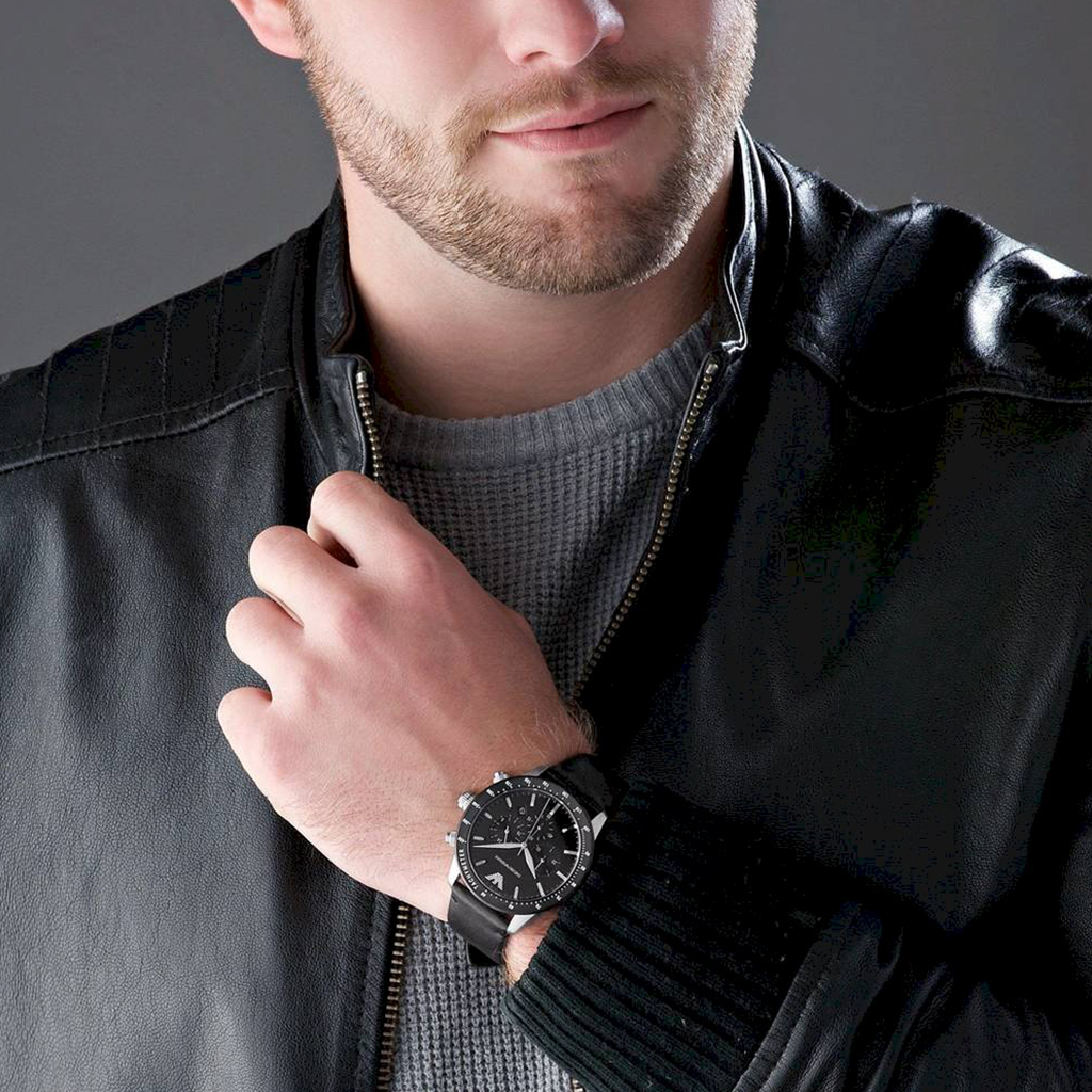 Mario Leather Black Chronograph 43mm