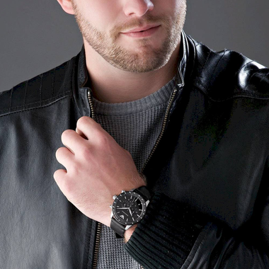 Mario Leather Black Chronograph 43mm