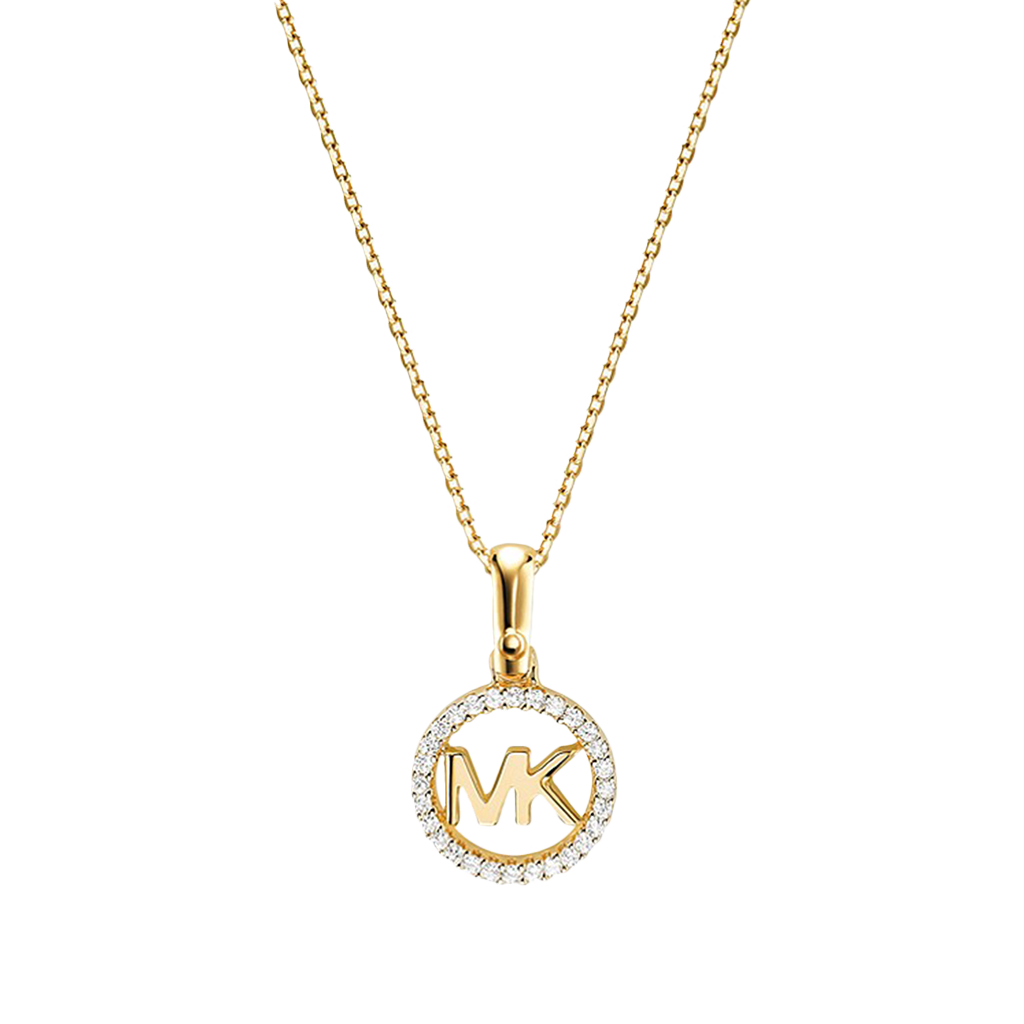 Colar Premium Pavé Logo Charm Gold-Tone