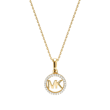 Colar Premium Pavé Logo Charm Gold-Tone