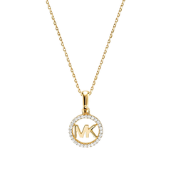 Colar Premium Pavé Logo Charm Gold-Tone