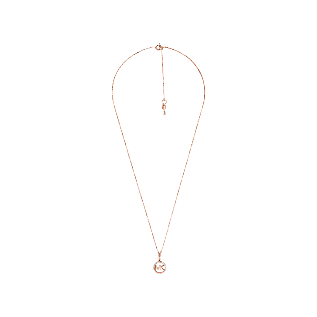 Colar de prata banhada a ouro com um pendente circular cravejado de zircónias, exibido contra um fundo branco. A corrente do colar é delicada e possui um design de elos finos que complementa o pendente brilhante.