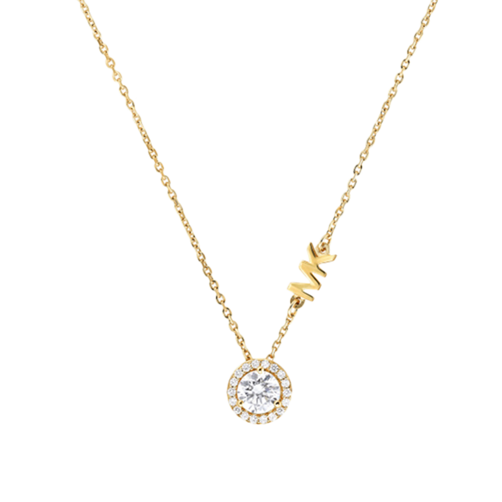 Colar Halo Logo Pavé Gold-Tone