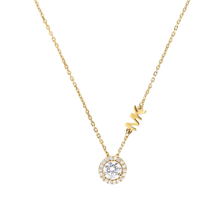 Colar Halo Logo Pavé Gold-Tone