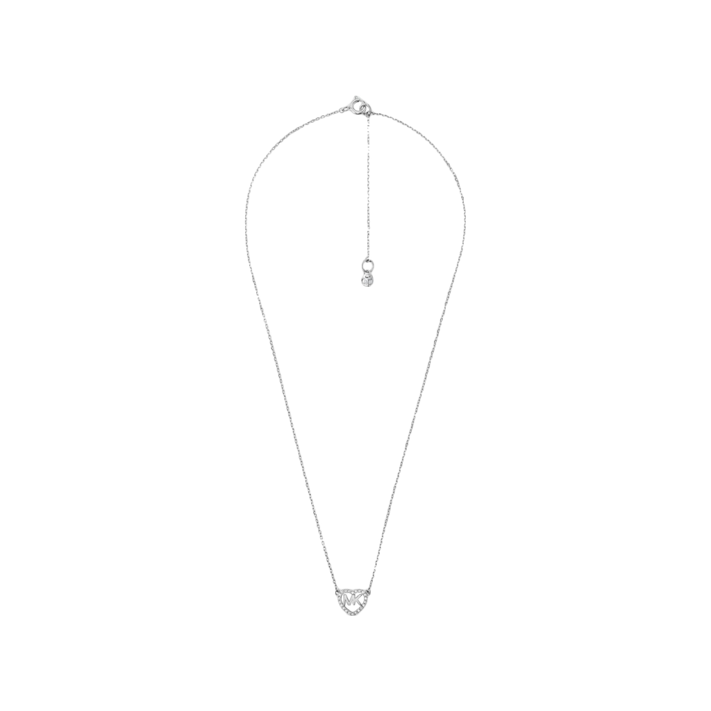 Colar de prata banhada a ródio com pedras de zircónia. O colar possui uma corrente delicada e um elemento decorativo central incrustado com várias pequenas e brilhantes pedras de zircónia, criando uma peça de joalheria elegante e sofisticada